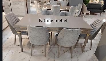 ağ stullar: Yemək otağı üçün masa-stul dəstləri - 6 nəfərlik komplekt: düzbucaqlı — 1