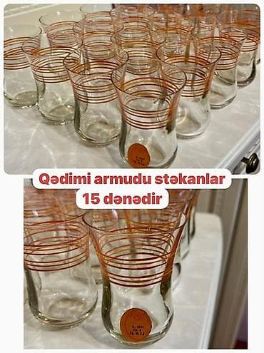 i̇ckilər: Armudu stəkanlar, rəng - Narıncı, Şüşə — 1