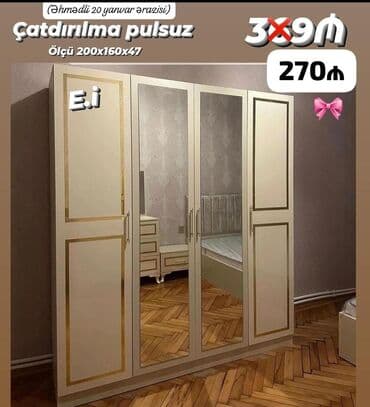 dolab 2ci əl: Yeni, Açılan, 4 qapılı Düz dolab, Dolab-asılqan — 5