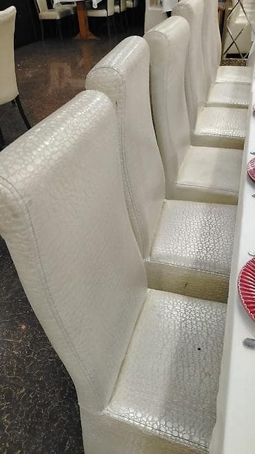 yellənən stul: Ağ rəngli, yüksək arxalı yemək stulları - Material: parıldayan — 2