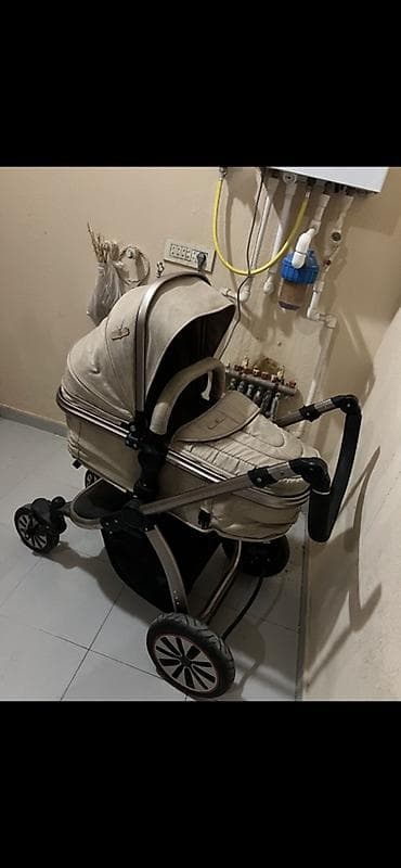 Modullu arabalar: Uşaq arabası – bej rəng, çoxfunksiyalı 2-in-1 tip. Xüsusiyyətlər: - — 1