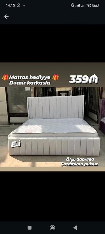 Çarpayılar: Müasir dizaynlı ikinəfərlik çarpayı - Ölçü: 200x160 sm - Material — 1