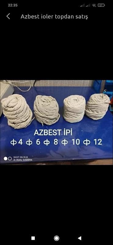 Azbest ipleri topdan satış qiymete