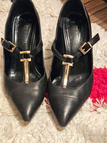 женские закрытые туфли: Туфли, Размер: 39, цвет - Черный, Б/у — 1