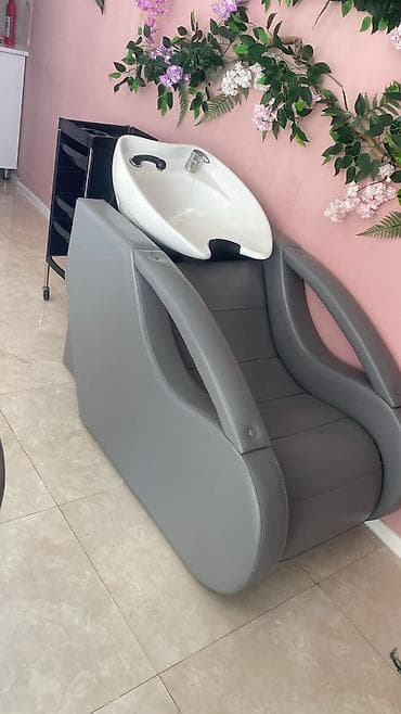 bag mebelleri satisi: Gözəllik salonu avadanlıqları dəsti - Saç yuma kreslosu: Yumşaq boz — 1