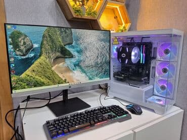 komputer pultu: ✅HP 24 monitor ✅Cpu i5 12ci nesil ( 12400F ) ✅Ram 32 Gb ✅Bandle — 3