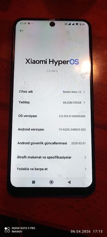 iphone se azerbaycan: Redmi Note 12, 256 GB, rəng - Qara, Sensor, Barmaq izi, İki sim kartlı — 3