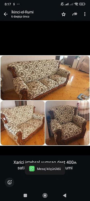 komplekt: Xarici istehsal yumsaq dest 400₼ satilir .Unvan Balaxani &Rumi — 1