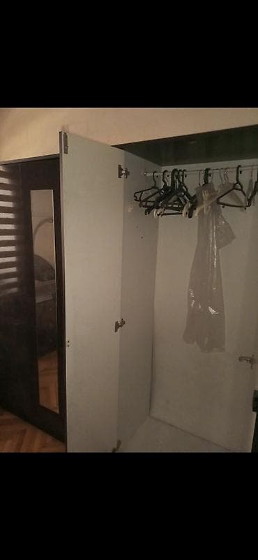 isvaner: 6 qapı, Güzgülü, Qəhvəyi, Taxta, Açılan, Düz dolab — 3