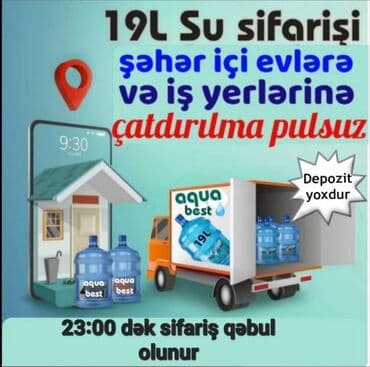 sərin su: Dispenser suların çatdırılması 19L💧Şəhər içi evlərə və iş yerlərinə — 2