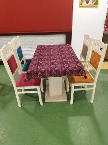 Masa və oturacaq dəstləri: Mətbəx üçün, İşlənmiş, Açılmayan, Kvadrat masa, 4 stul