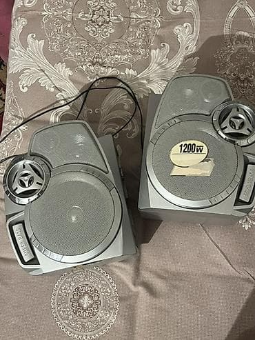 Микрофоны: İki ədəd akustik kolonka dəsti - Güc göstəricisi: 1200 W PMPO (etiket — 2