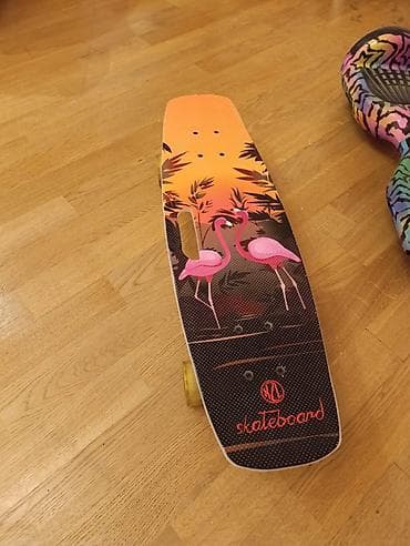 skateboard satisi: Flamingo naxışlı kruizer skeytbord - Ölçü: Kompakt kruizer tipli — 1