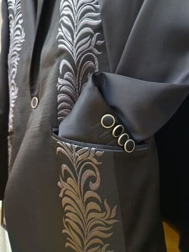 kişi ucun klassik qara kostyum: Pencek 44 razmer — 3