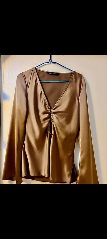 beli: Zara qadın bluzası - Material: atlas parça, ipək kimi parıltılı və — 1
