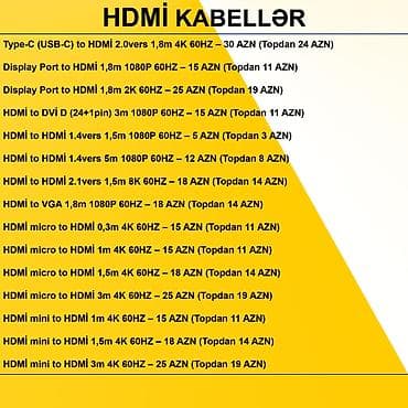 mini notbuk: HDMİ Kabellər SAYLA ALANA VƏ USTALARA TOPDAN QİYMƏTLƏ VERİLİR! ⭐Type-C — 2
