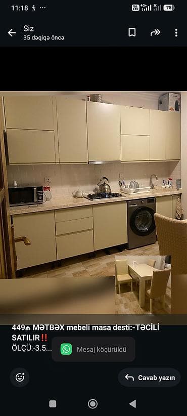 *449₼ MƏTBƏX mebeli masa desti:-TƏCİLİ SATILIR*‼️ ÖLÇÜ:-3.5 ÜZƏRİNDƏ