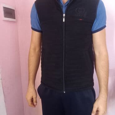 серые мужские свитшоты: Жилет, Gucci, L, цвет - Черный — 1