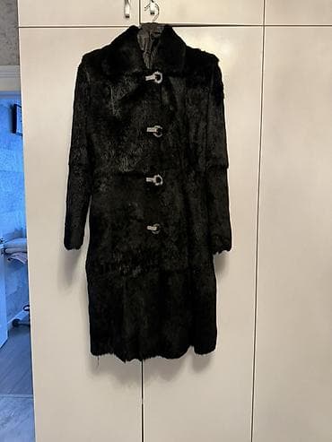 Kürklər: Qara rəngli xəz palto - Klassik düz kəsim, dovşan tüküdü - Yumşaq — 1