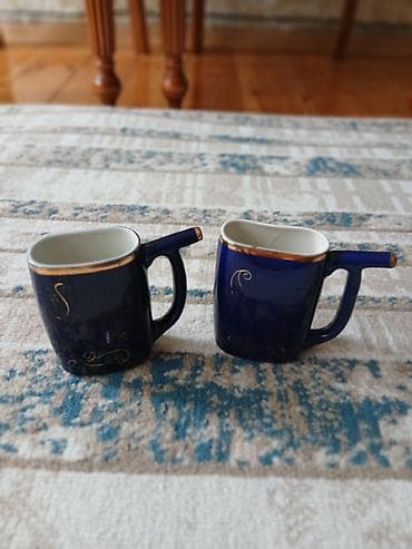 pul qab: Fincanlar, rəng - Göy, Keramika, 2 ədədli dəst, SSRİ — 2