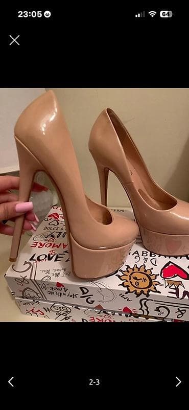 platforma qadın krossovkaları: Qadın platforma tufliləri – bej/nude rəng - Model: Yüksək dabanlı — 2