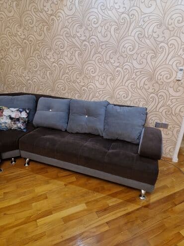 divan 2 əl: Künc divan, İşlənmiş, Açılmayan, Bazalı, Vеlur parça, Çatdırılma yoxdur — 7