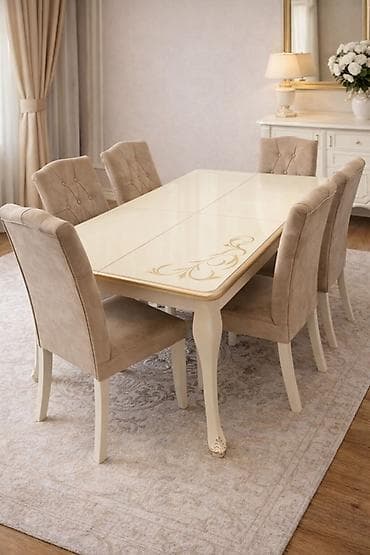 Qonaq otağı üçün, Dördbucaq masa, 6 stul — 1