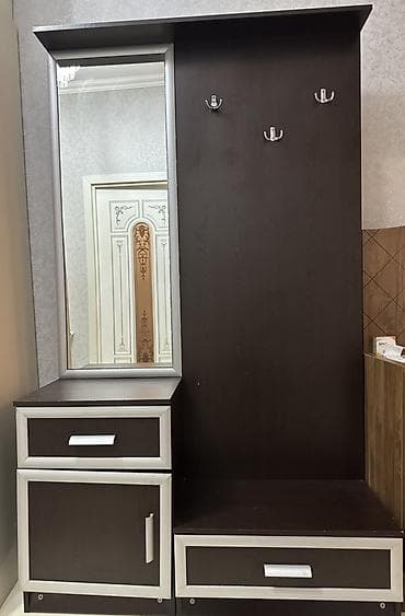 1 qapı, Güzgülü, Qəhvəyi, Digər material, Açılan, Düz dolab — 1