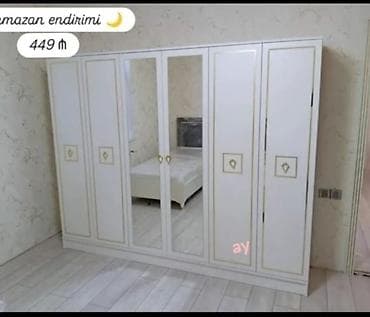 Yeni, 6 qapı, Güzgülü, Ağ, Açılan, Düz dolab
