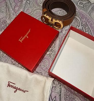 bil: Salvatore Ferragamo kişi kəməri - Model: Gancini qızılı metal tokalı — 2