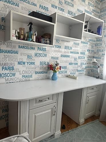 quba mas: Düz masa, Stulsuz, Polkalı, Siyirməli, Azərbaycan, MDF — 1