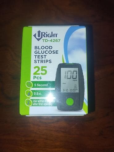 Глюкометры: URight TD-4267 qan qlükoza test zolaqları - Qutuda: 25 ədəd - Cihaz — 1