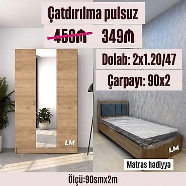 Gənc oda🤴👸 DOLAB+ÇARPAYI_ 💥 Yeni və sifarişlə Qiymət : 349₼