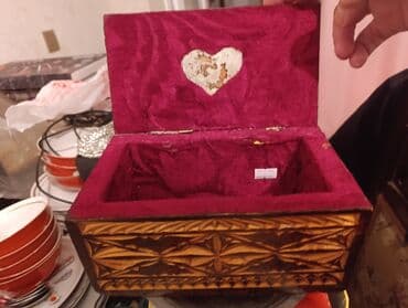 yeni il qutuları: Əl oyma naxışlı taxta qutu - Material: bərk ağac, üstü əl ilə oyulmuş — 2