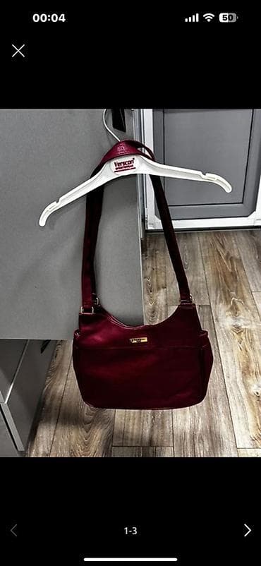 il: Bordo rəngli qadın çantası - Material: süni dəri (bordo, yumşaq — 1