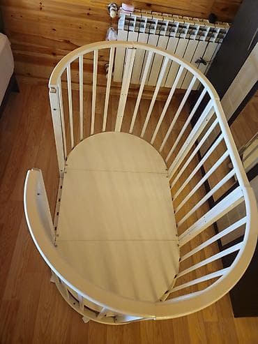 it sekilleri: Oval formalı uşaq beşiyi - Material: möhkəm ağac/kombinə olunmuş MDF — 1