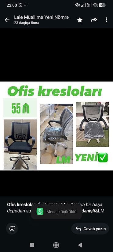 dolap ofis: *Ofis kresloları*_✍️ Qiymət : *55₼* Yeni və bir başa depodan satış — 1