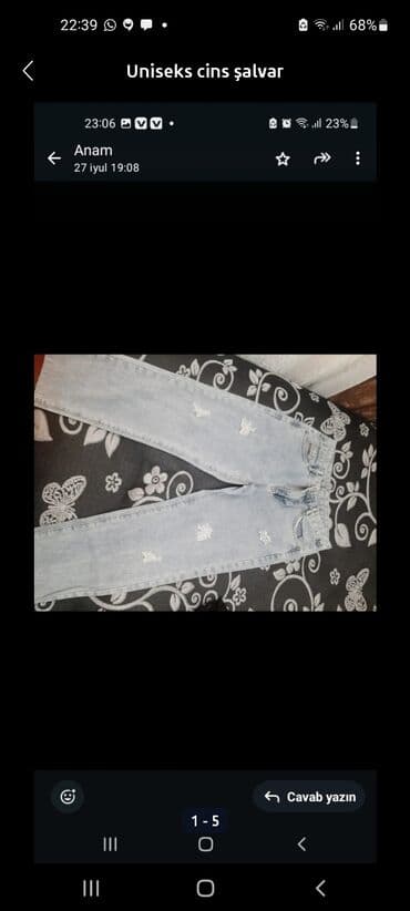 cins pencekler 2022: Uniseks cins şalvar - Rəng: açıq mavi (stonewash) - Kəsim: düz paça — 5