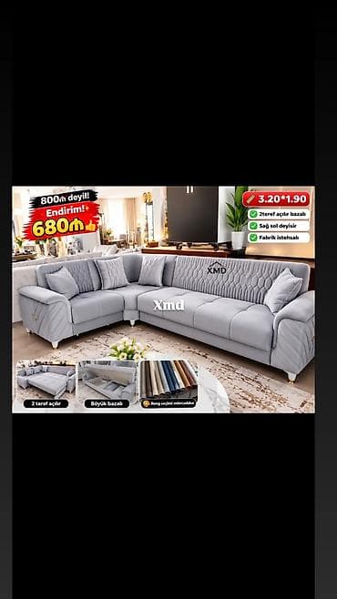 kreditle kunc divanlar: Məhsul: L formalı künc divan dəsti • Ölçü: 3.20 x 1.90 m • İki — 1