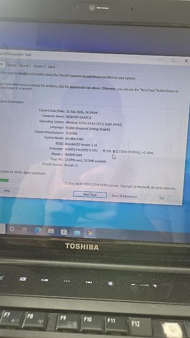noutbook: İşlənmiş Toshiba, 16 ", Intel Core i3, 512 GB — 1