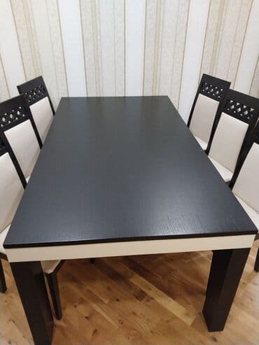 embawood stullar: Stol ve 10 eded stul embawood firma acilir olchu 180x100sm 650man — 1