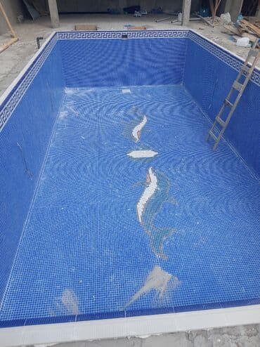 işlənmiş qaplar: Xüsusi hovuz üçün mozaika üzləmə və bitirmə xidməti Təsvir: - Beton — 13
