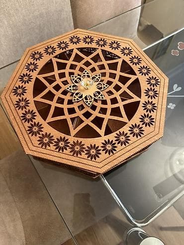 Ağacdan hazırlanmış 8guşəli naxışlı konfeti/qurudulmuş meyvə-ləpə üçün