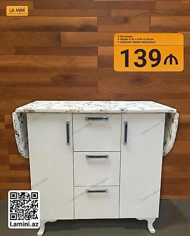 ağ lövhə: Ütü masası – dolablı model Xüsusiyyətlər: - Ölçülər: dərinlik 42 sm × — 1