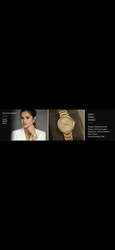 saat vitirni: Qol saatı, DKNY, rəng - Qızılı — 2