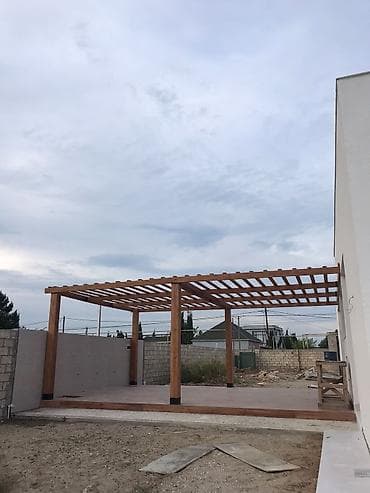 mebel metbex: Açıq hava məkanı üçün taxta pergola və terras -Ölçü 6x4 metr - — 1