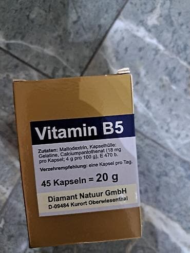 Vitaminlər və BAƏ: Vitamin B5 kapsulları Məhsul xüsusiyyətləri: - Tərkib: maltodekstrin; — 1