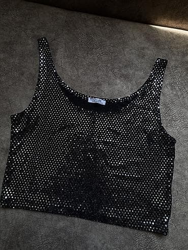crop geyim: Brend: Tullamoda Model: Qısa top (crop top) Rəng: Qara, gümüşü — 2