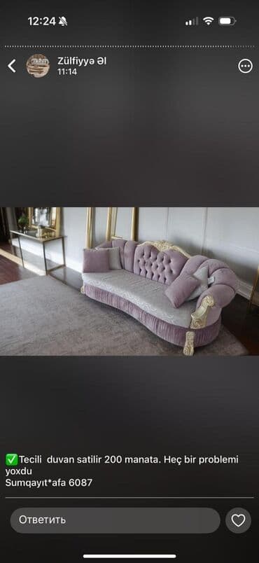sumqayit sekilleri: Divan, Açılmayan, Bazasız, Vеlur parça, Çatdırılma yoxdur — 2