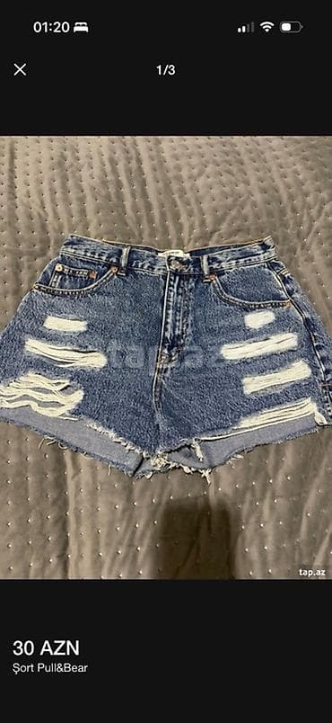 Шорты, PULL&BEAR, M, цвет - Голубой — 3